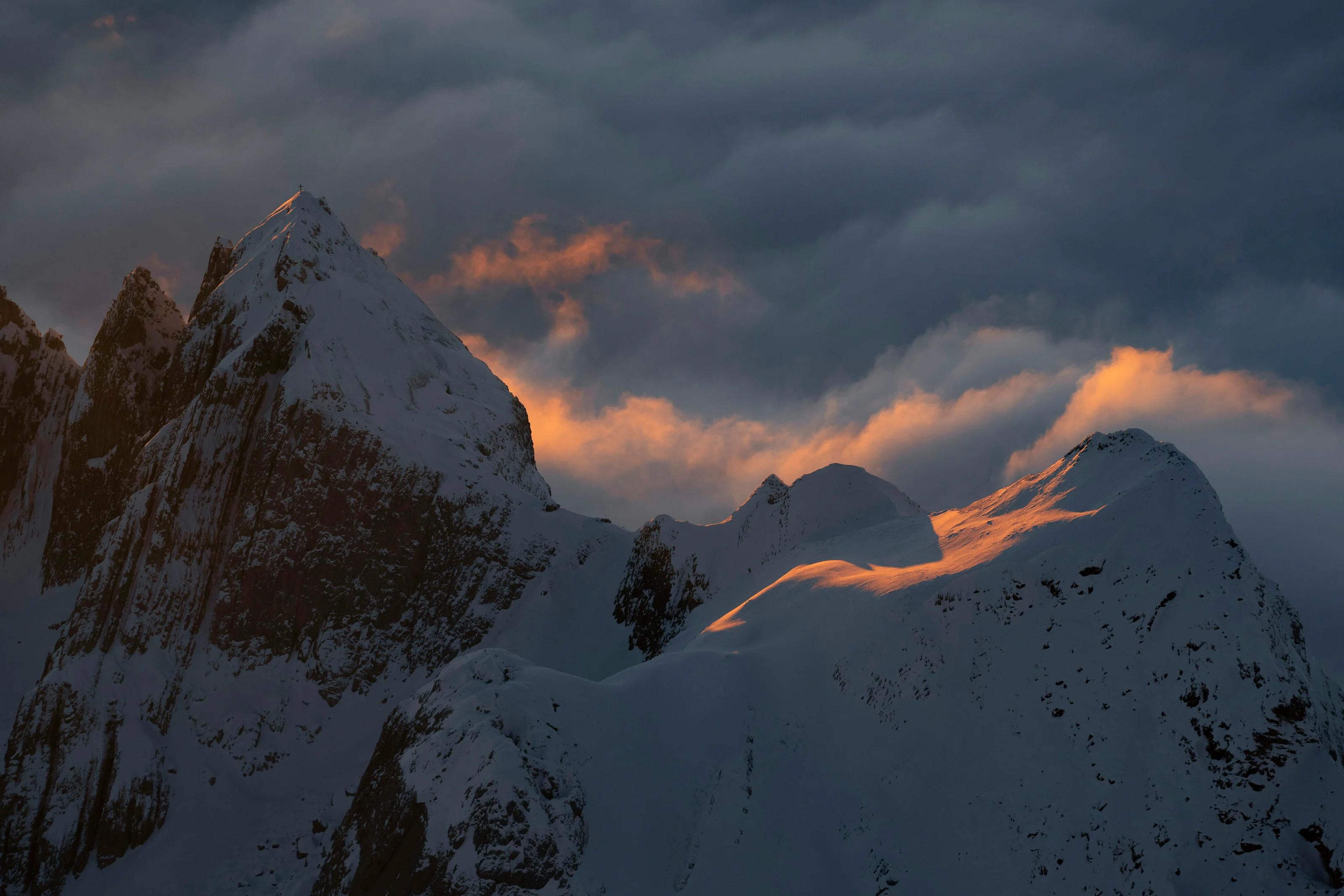 Winter in the Alps: snow-covered mountains